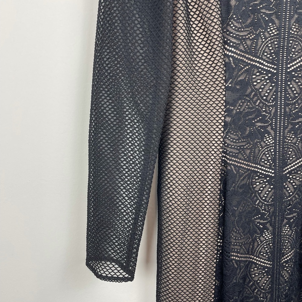 Dress The Population Black Lace Mesh Long Sleeve Dress Size M - Picture 8 of 9